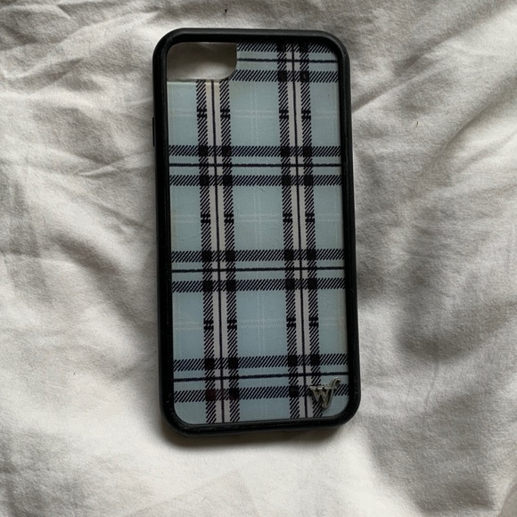 iphone 7/8 plaid blue wildflower case. price negotiable - Picture 1 of 1